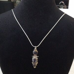 Elegant Amethyst Silver Pendant Necklace with sliver color chain.